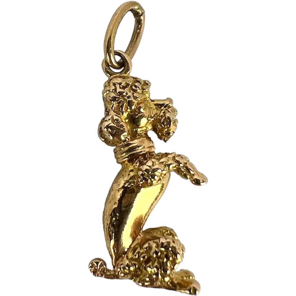 18K Yellow Gold Poodle Dog Charm Pendant - image 1