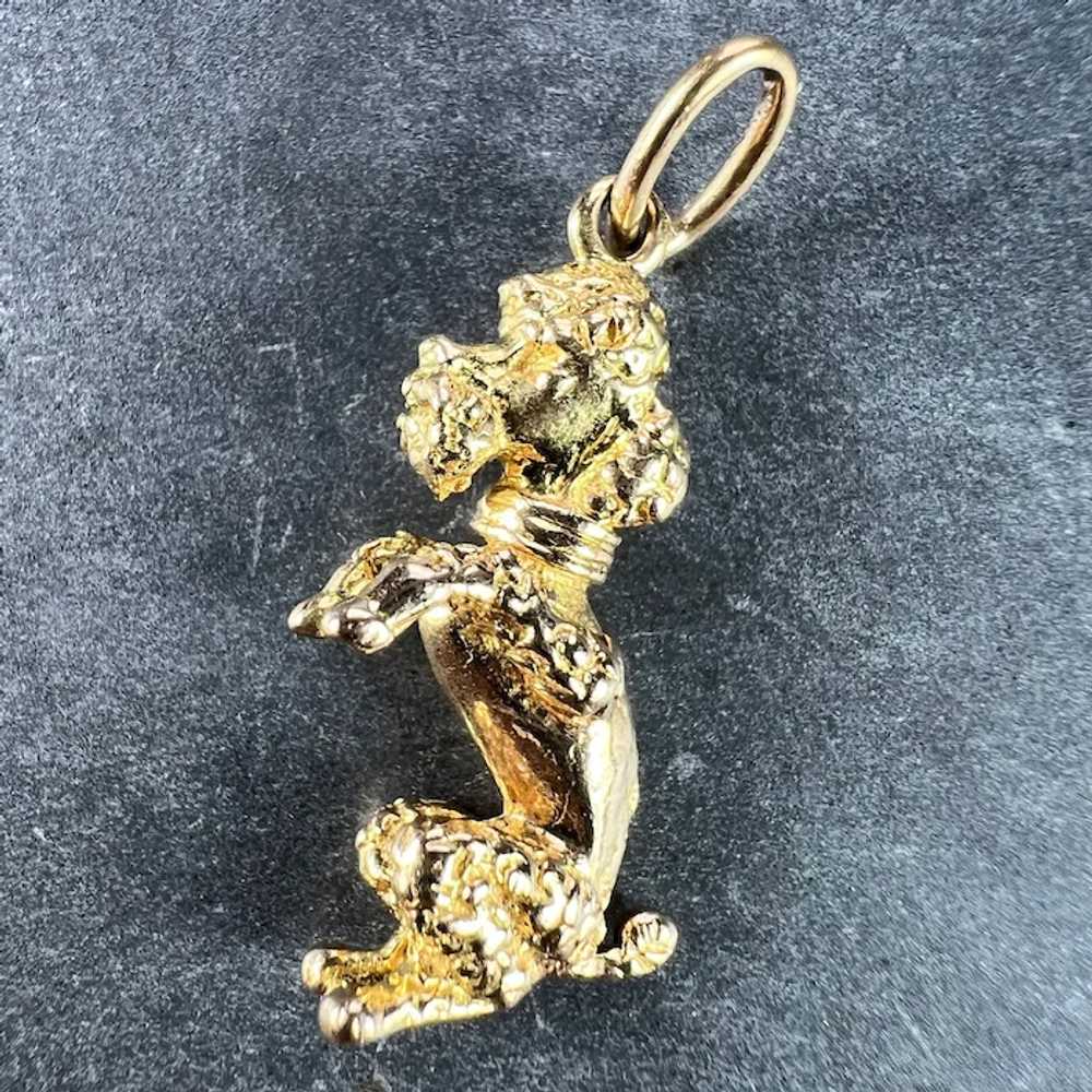 18K Yellow Gold Poodle Dog Charm Pendant - image 3