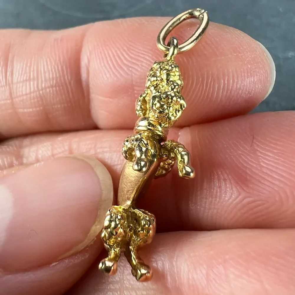 18K Yellow Gold Poodle Dog Charm Pendant - image 6