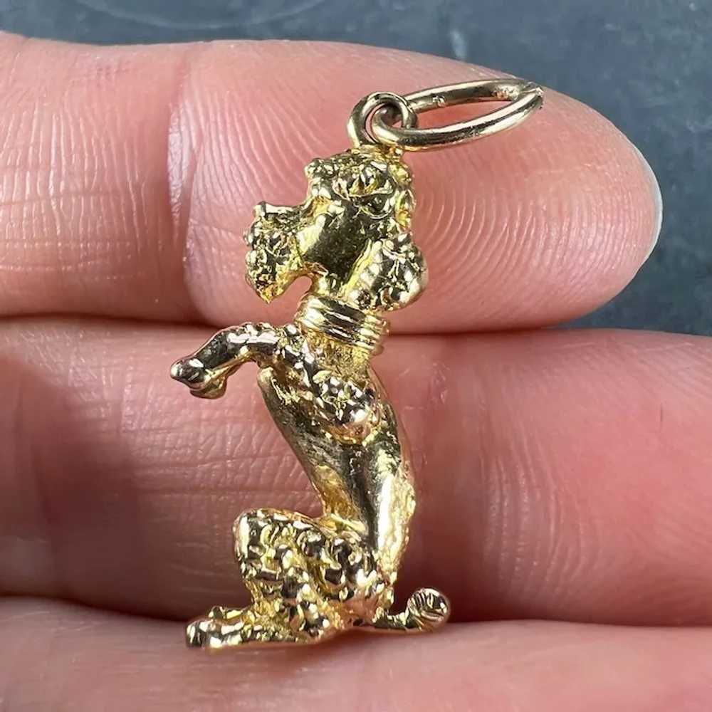 18K Yellow Gold Poodle Dog Charm Pendant - image 8