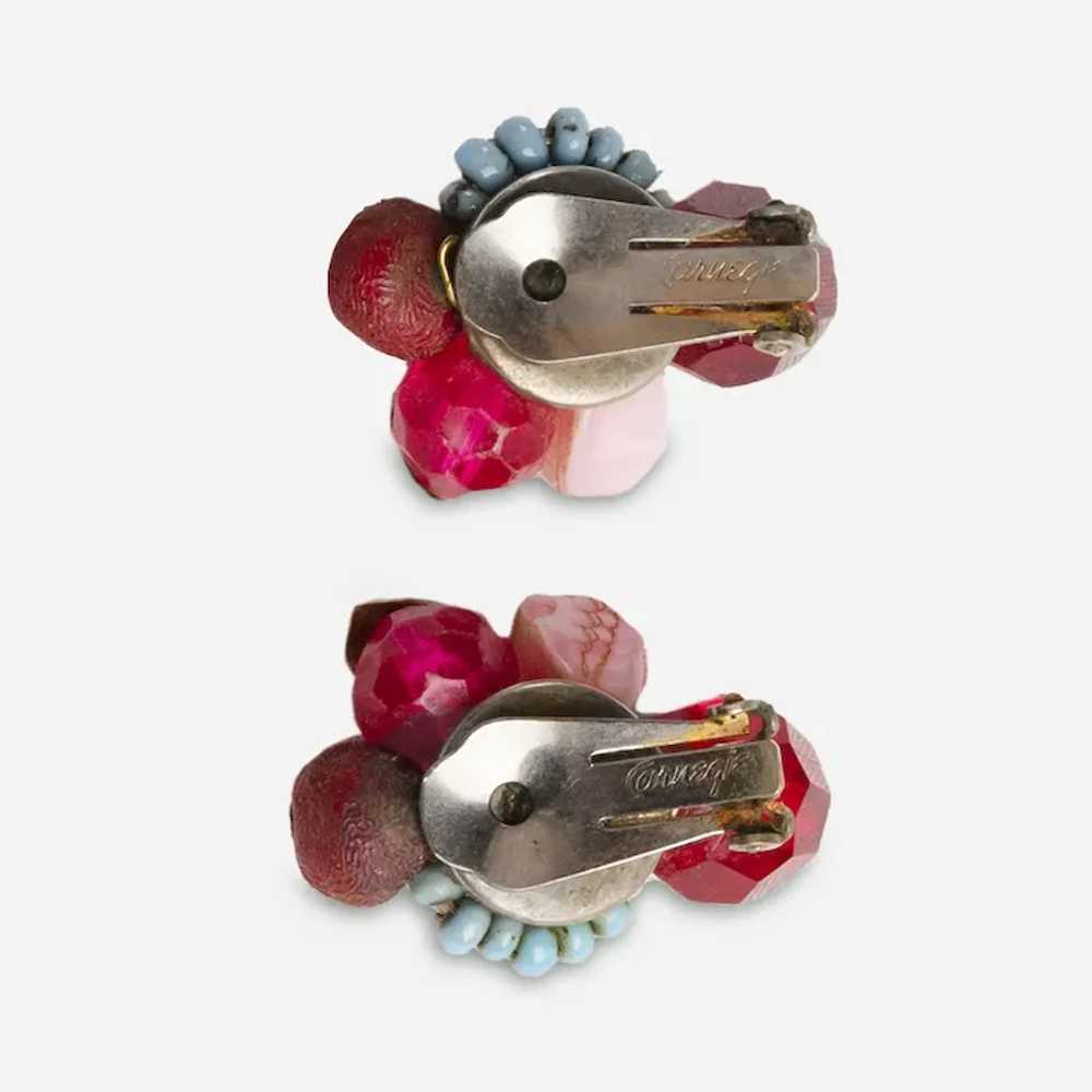 Hattie Carnegie Cluster Bead Earrings - image 3