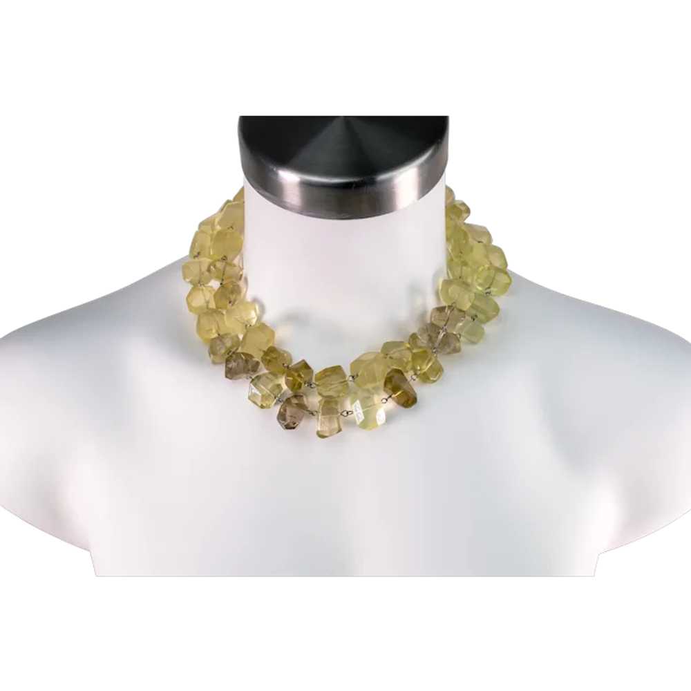 Raw lemon quartz necklace, super chunky stone cry… - image 1