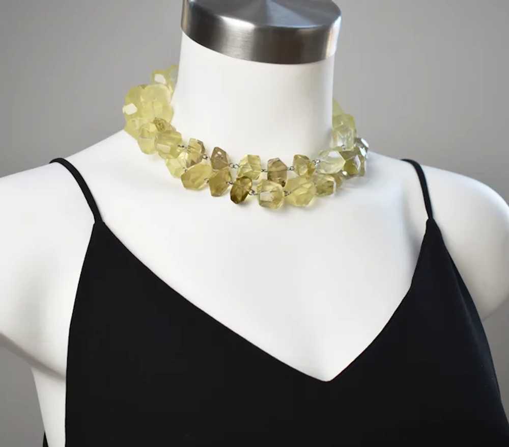 Raw lemon quartz necklace, super chunky stone cry… - image 4
