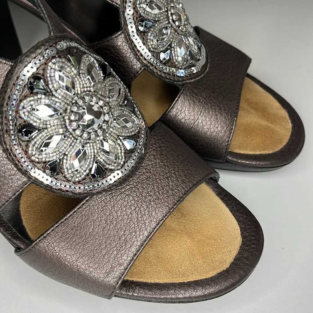 Brighton Viva Pewter Metallic Rhinestone Heels Wo… - image 6