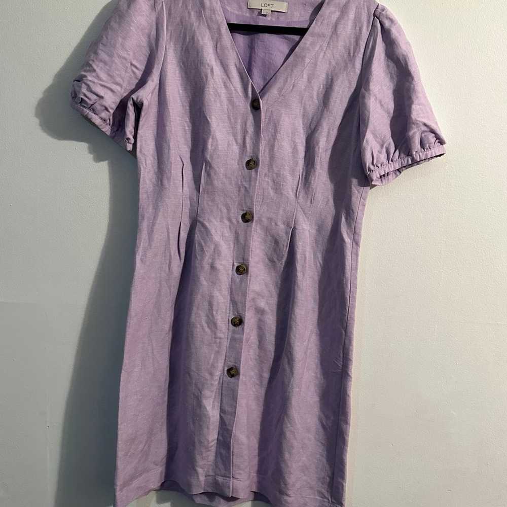 Loft Women’s Button V-Neck Dress - Size 2 Purple … - image 3