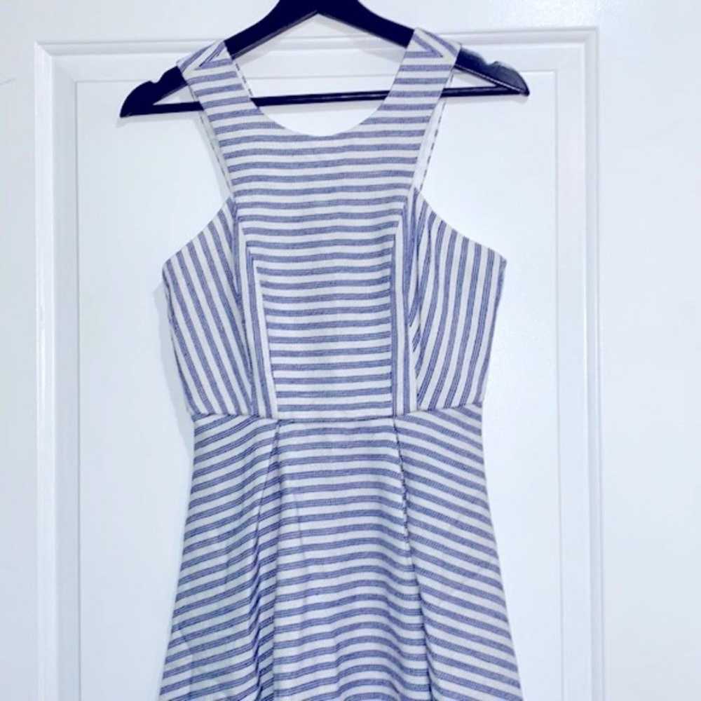 BCBGeneration blue & white striped halter dress s… - image 1