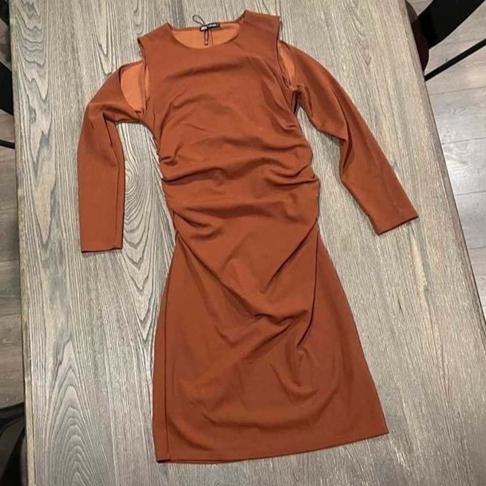 Zara Dress Cold Shoulder Long Sleeve Bodycon Mini… - image 1