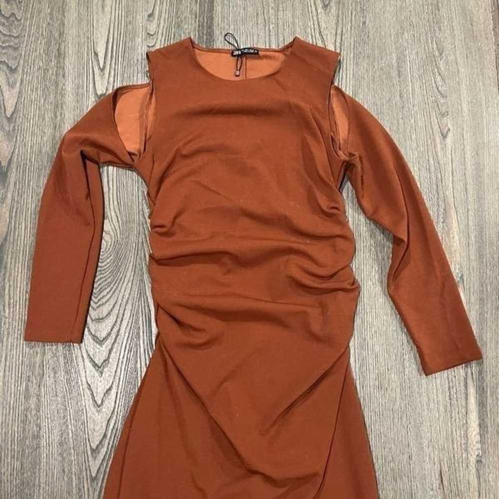 Zara Dress Cold Shoulder Long Sleeve Bodycon Mini… - image 3