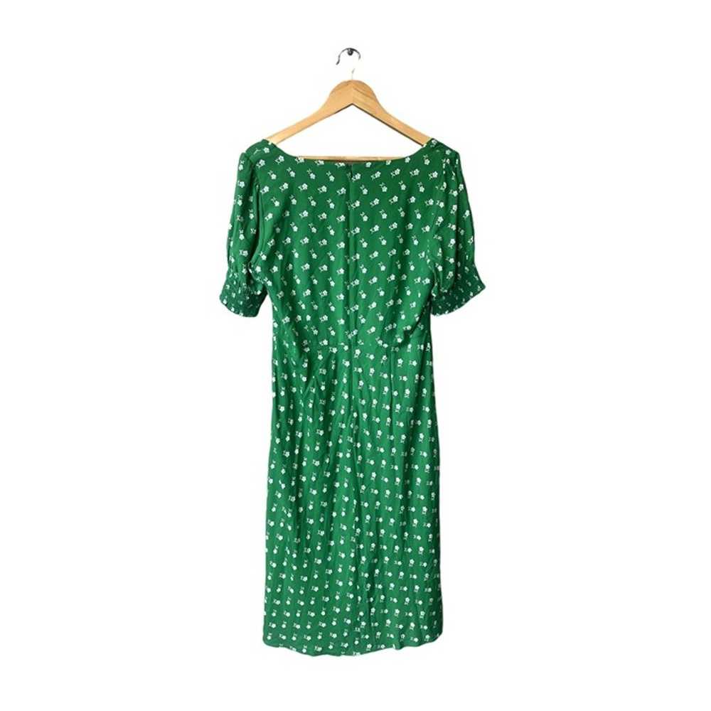 J. Crew Puff Sleeve Green Floral A-Line Sweethear… - image 4