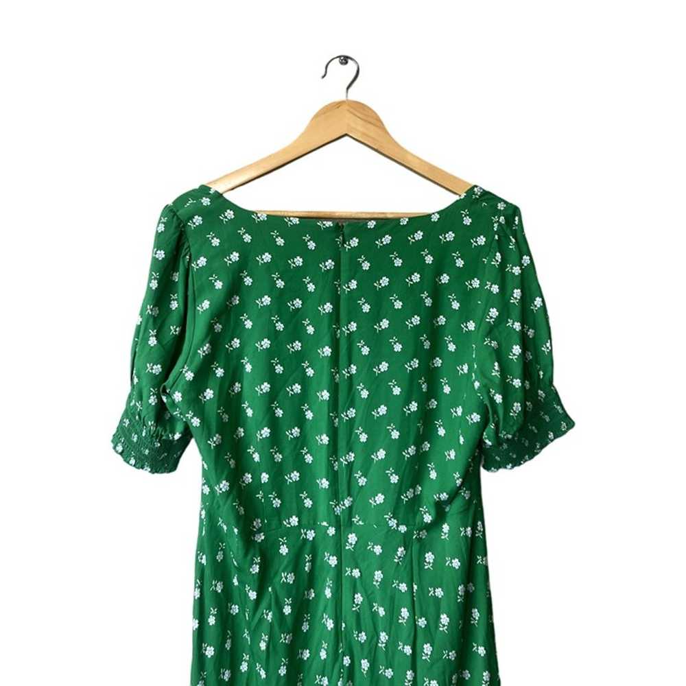 J. Crew Puff Sleeve Green Floral A-Line Sweethear… - image 5