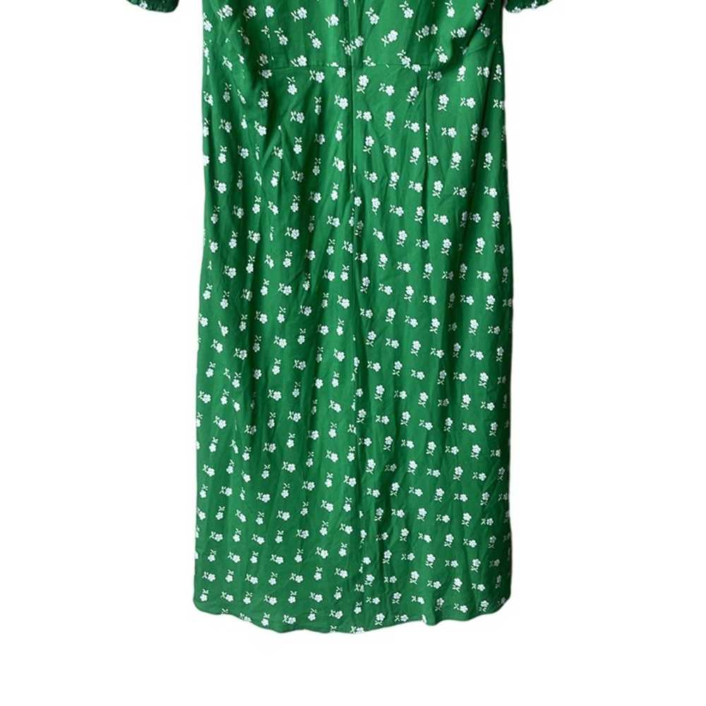 J. Crew Puff Sleeve Green Floral A-Line Sweethear… - image 6