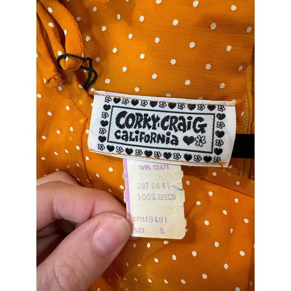 Vintage Corky Craig Orange Polka Dot Dress Size 5 - image 4