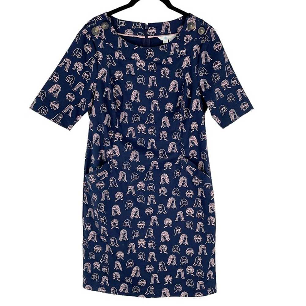 Boden Iona Chit Chat Navy Printed Shift Casual Dr… - image 2