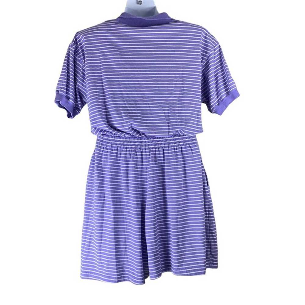 Vintage Romper Striped Purple White Collared Pock… - image 2