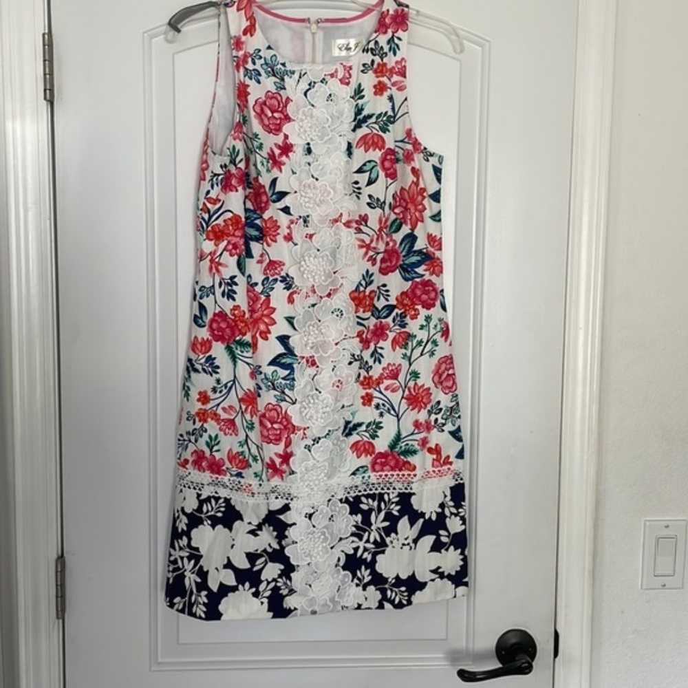 Eliza J Floral Lace Spring Shift Dress Sz 6 - image 3