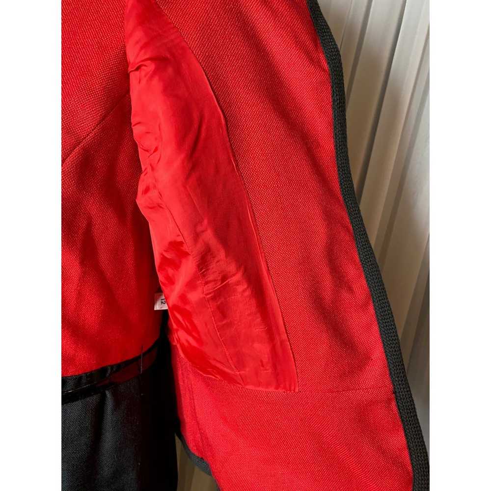 shirtwaist dress jacket Vintage red black sz L - image 12