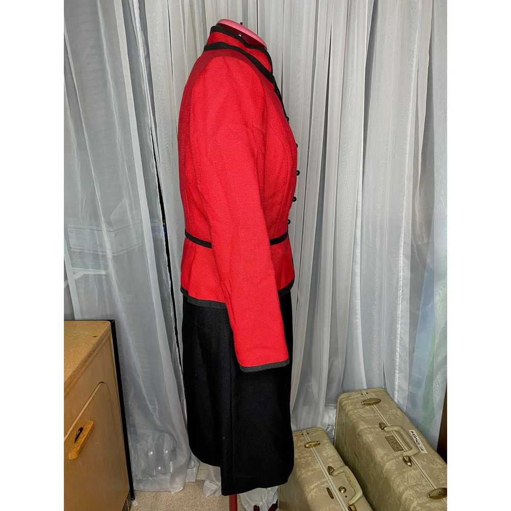 shirtwaist dress jacket Vintage red black sz L - image 8