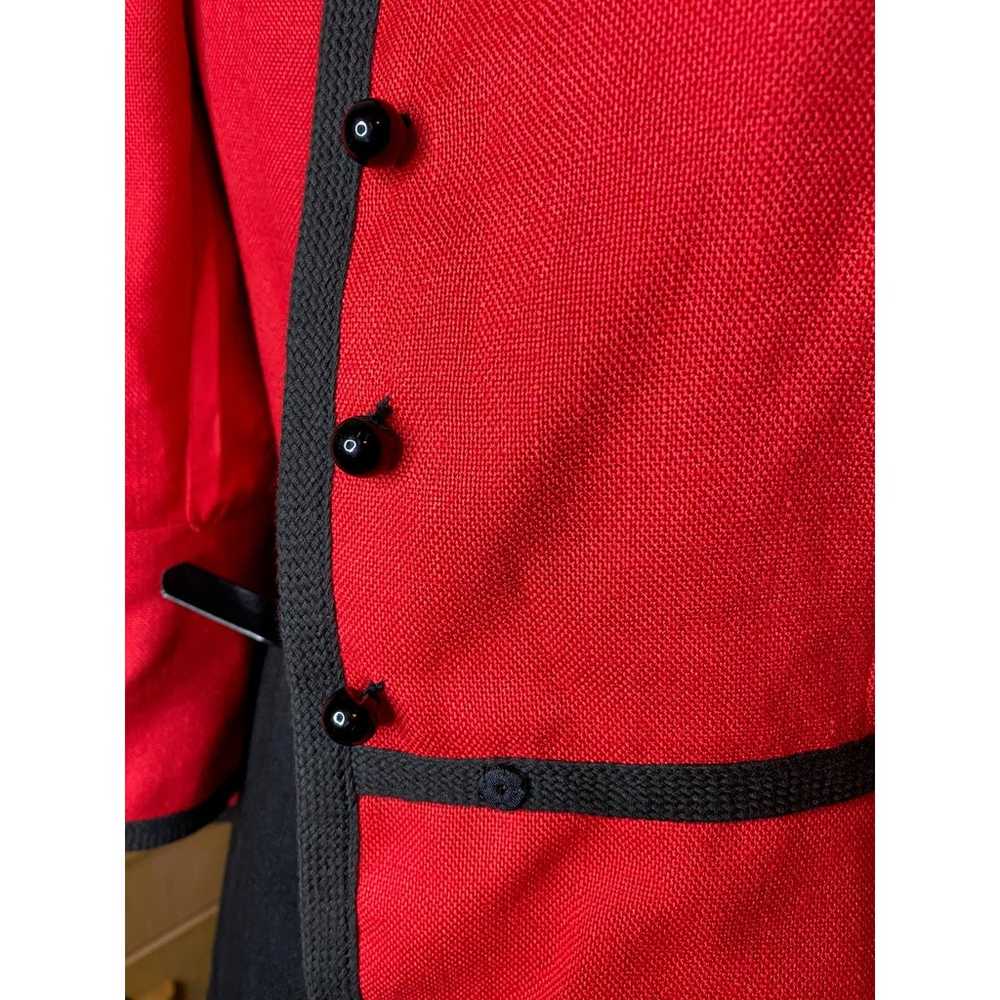 shirtwaist dress jacket Vintage red black sz L - image 9