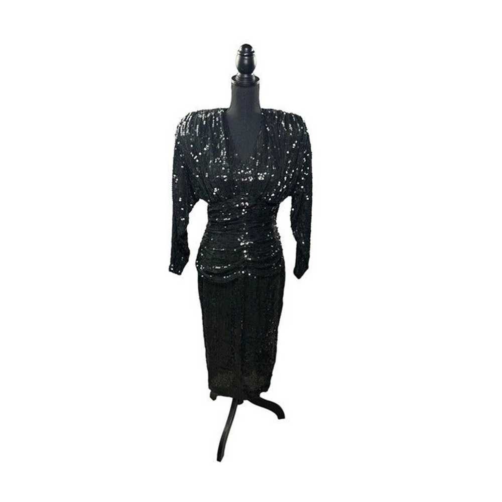 Vintage Claire Dratch 100% Silk Black Sequin Form… - image 1