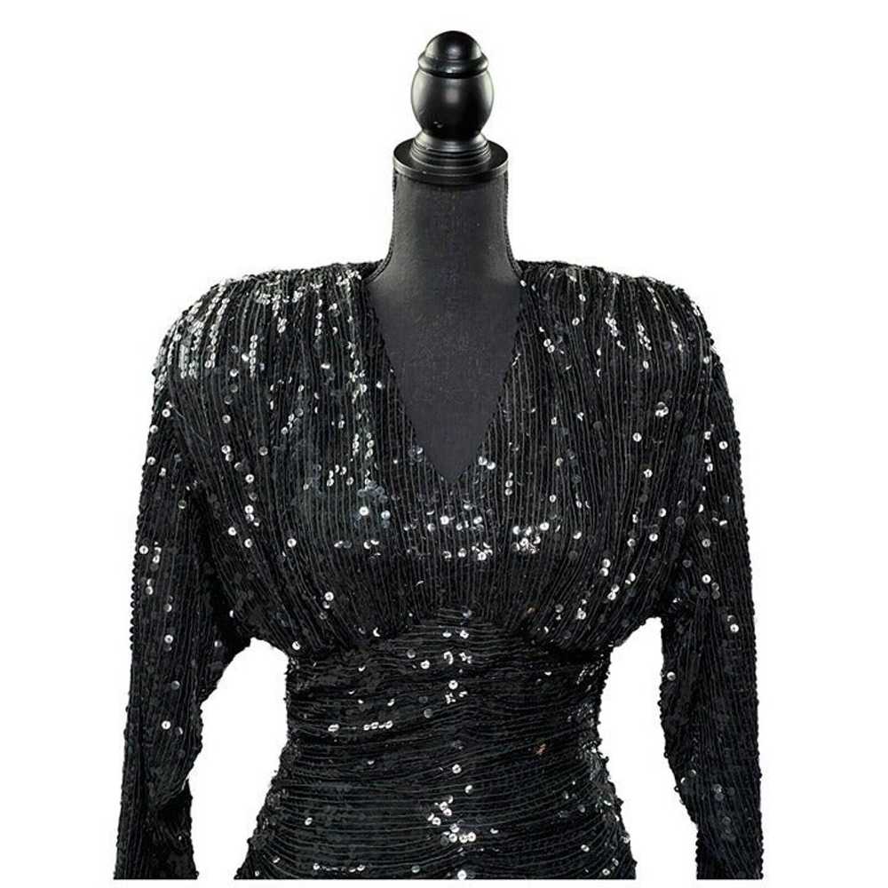 Vintage Claire Dratch 100% Silk Black Sequin Form… - image 2