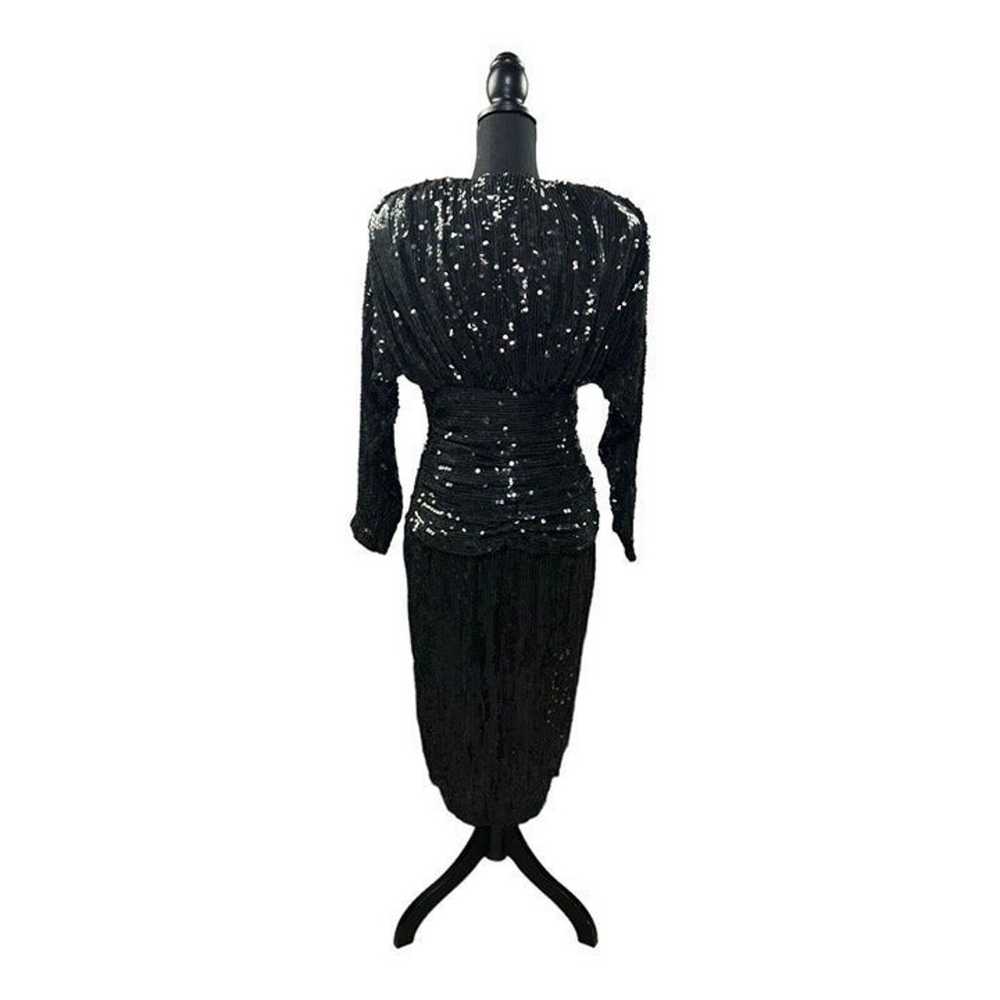 Vintage Claire Dratch 100% Silk Black Sequin Form… - image 4