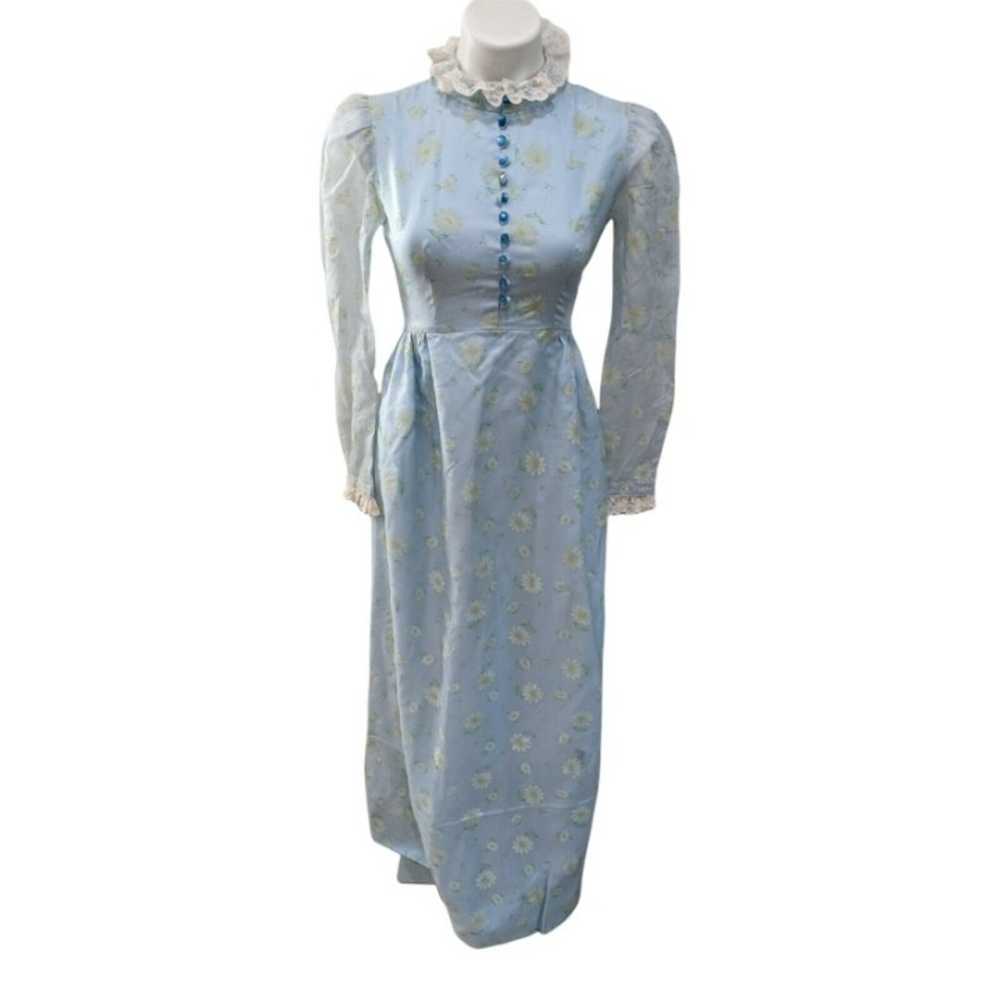 Vintage Handmade XS Prairie Dress Chiffon Floral … - image 1