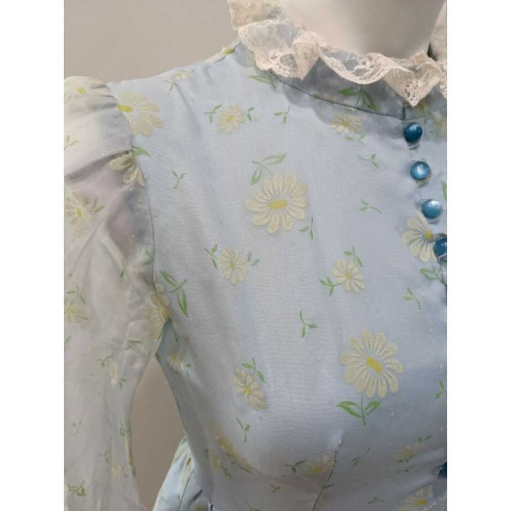 Vintage Handmade XS Prairie Dress Chiffon Floral … - image 9
