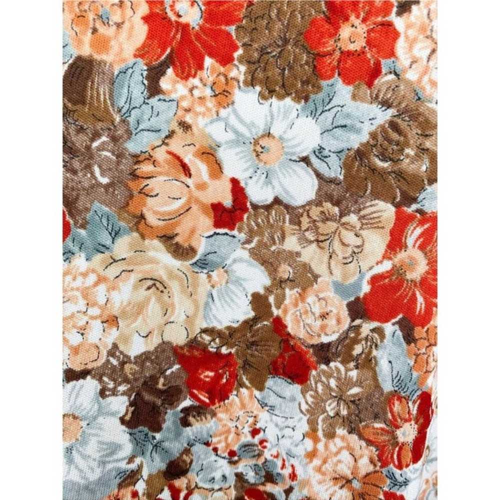 Vintage 70’s brown floral ruffle collar midi wrap… - image 3