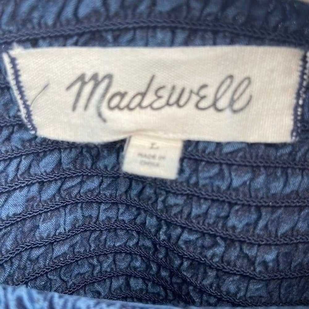 Madewell Indigo Blue Ruffle-Neck Smocked Babydoll… - image 2