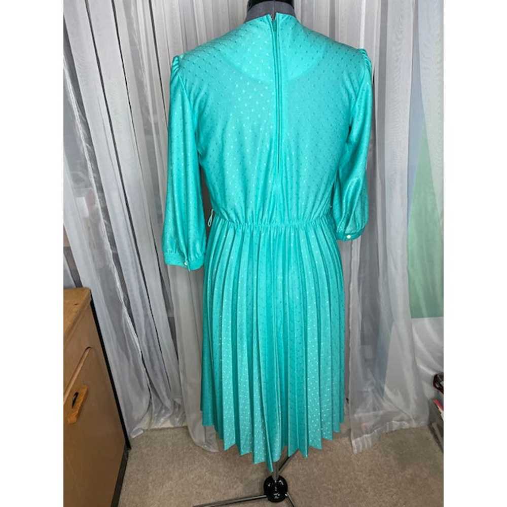 Dress draped front aqua blue green 1980s - image 4
