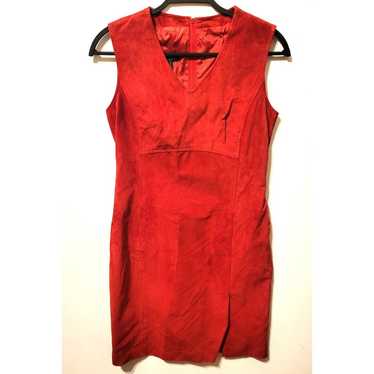 Danier Canada Vintage Red Leather Suede Dress