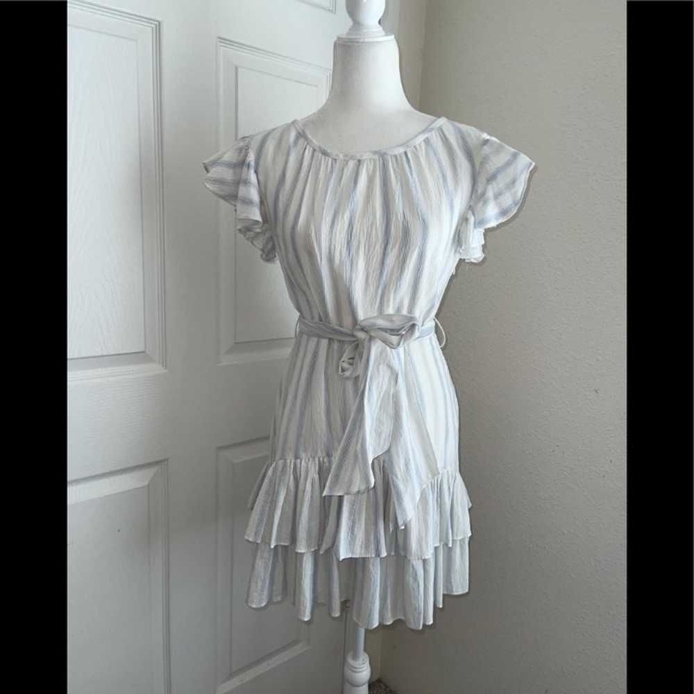 Rebecca Taylor striped ruffle tie waist dress - image 1