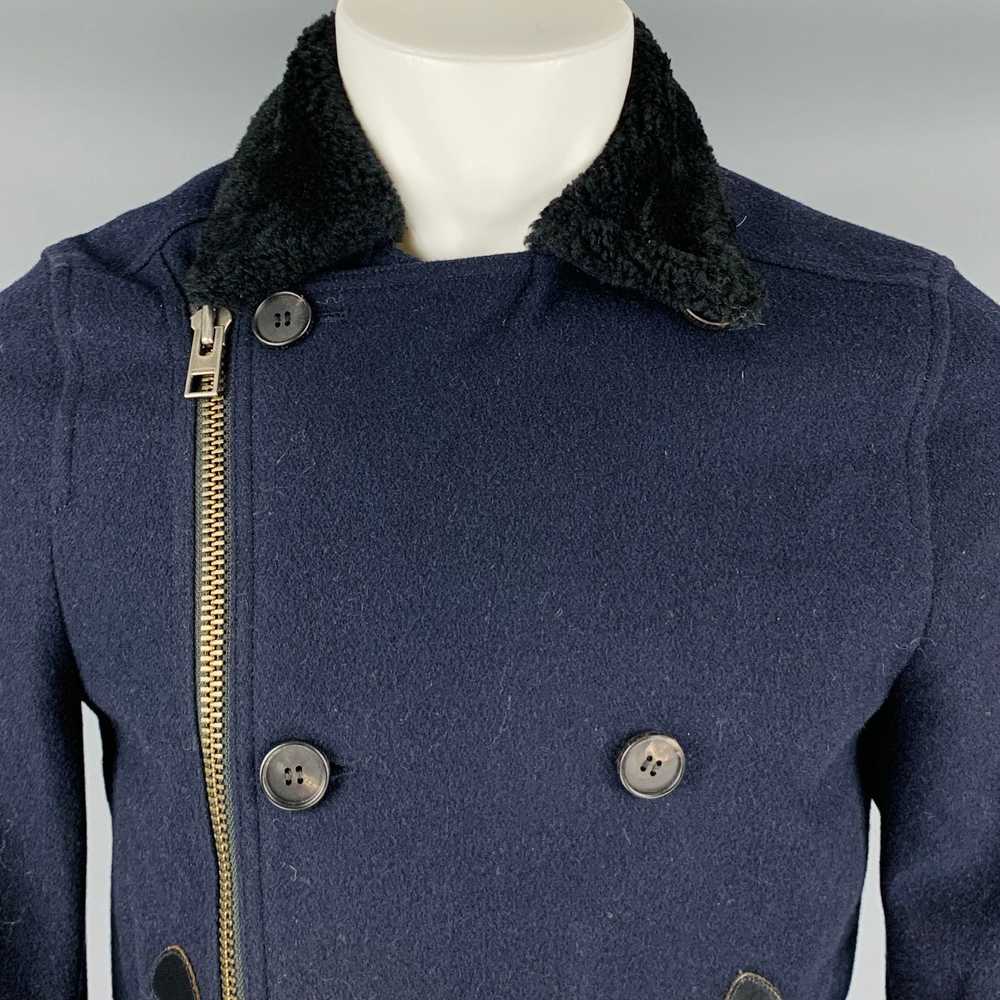 Allsaints Navy Black Wool Blend Zip Buttons Jacket - image 2