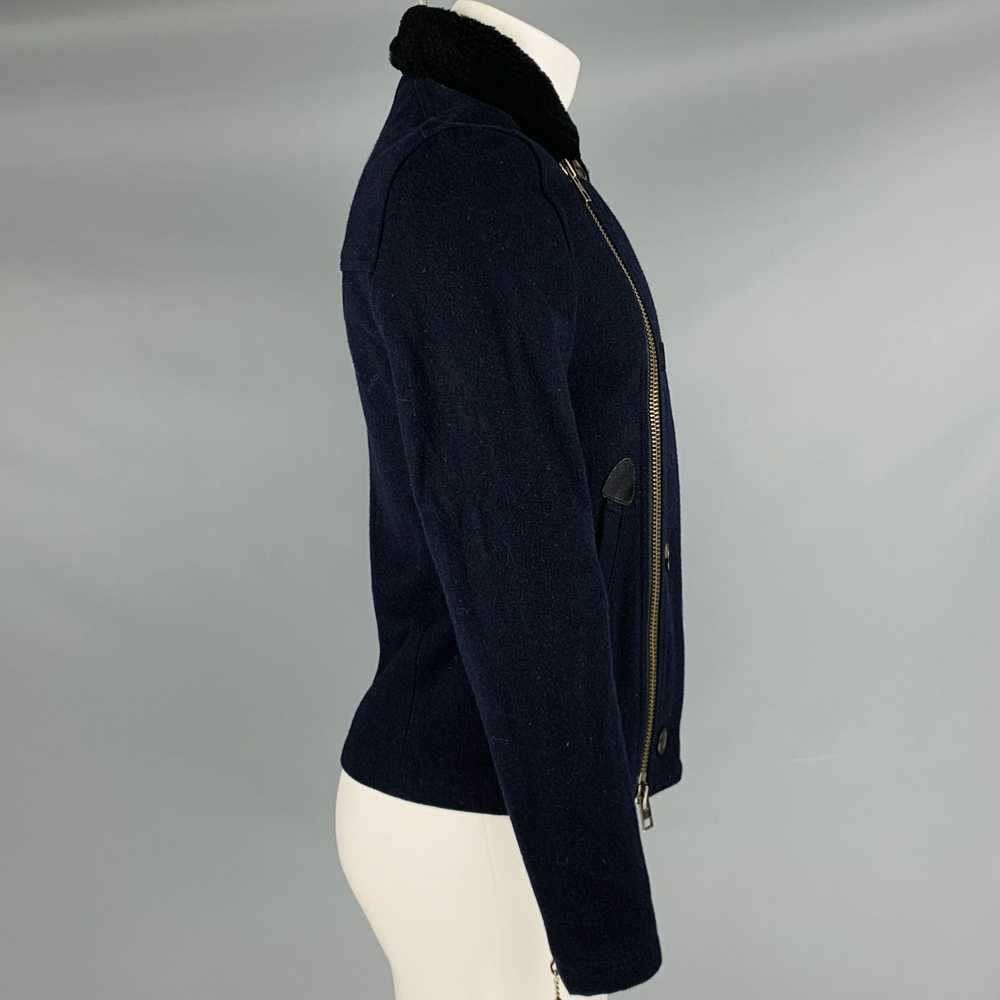 Allsaints Navy Black Wool Blend Zip Buttons Jacket - image 3