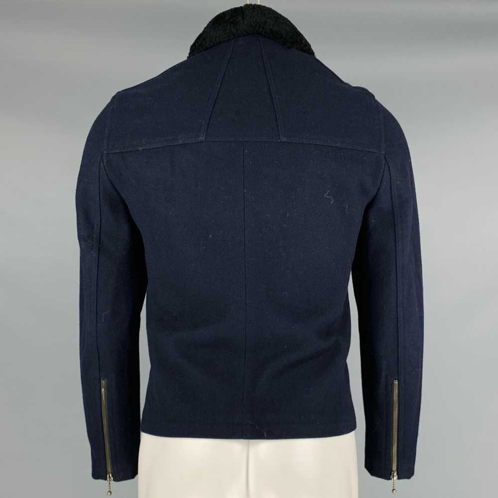 Allsaints Navy Black Wool Blend Zip Buttons Jacket - image 4