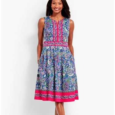 Talbots Floral and Paisley Fit and Flare Sleevele… - image 1