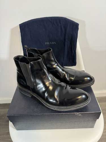 Prada Prada Black Leather Chelsea Boots
