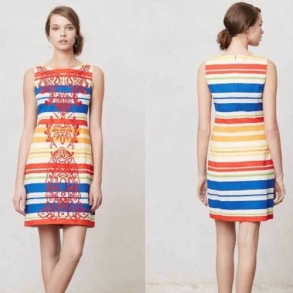 Anthropologie Tabitha Rainbow Embroidered Striped… - image 3
