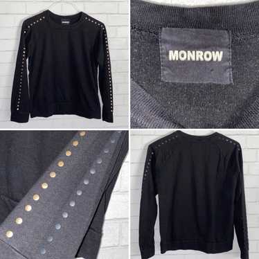 Monrow MONROW $134 Stud Sleeve Super Soft Black Sw
