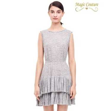 Rebecca Taylor Linen Jersey Gray Tiered Dress - image 1