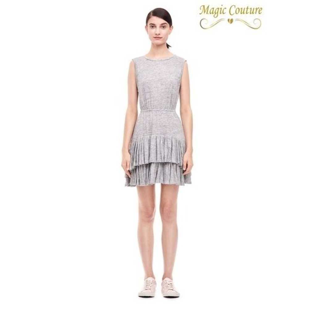 Rebecca Taylor Linen Jersey Gray Tiered Dress - image 2