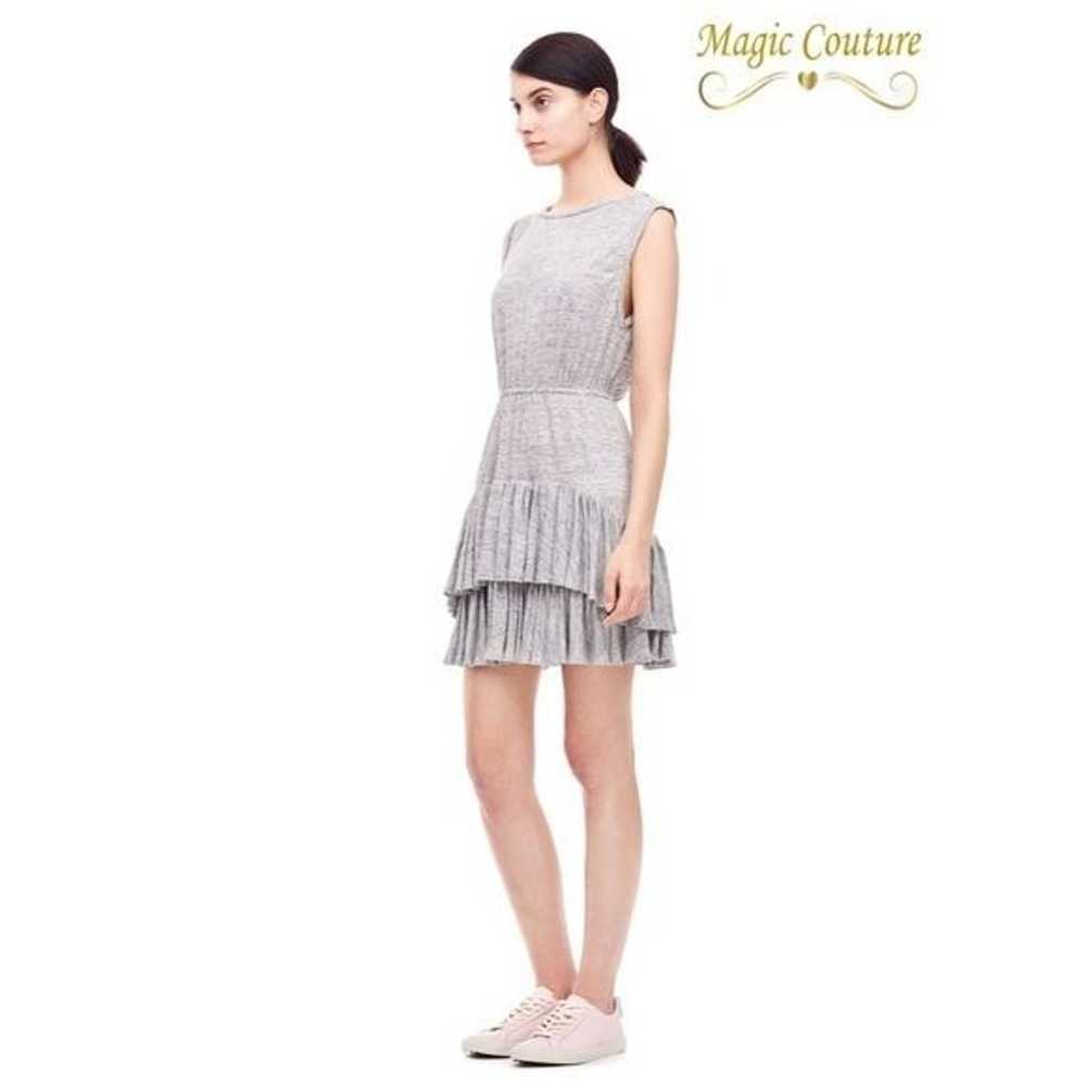 Rebecca Taylor Linen Jersey Gray Tiered Dress - image 3