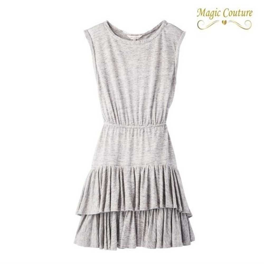 Rebecca Taylor Linen Jersey Gray Tiered Dress - image 5