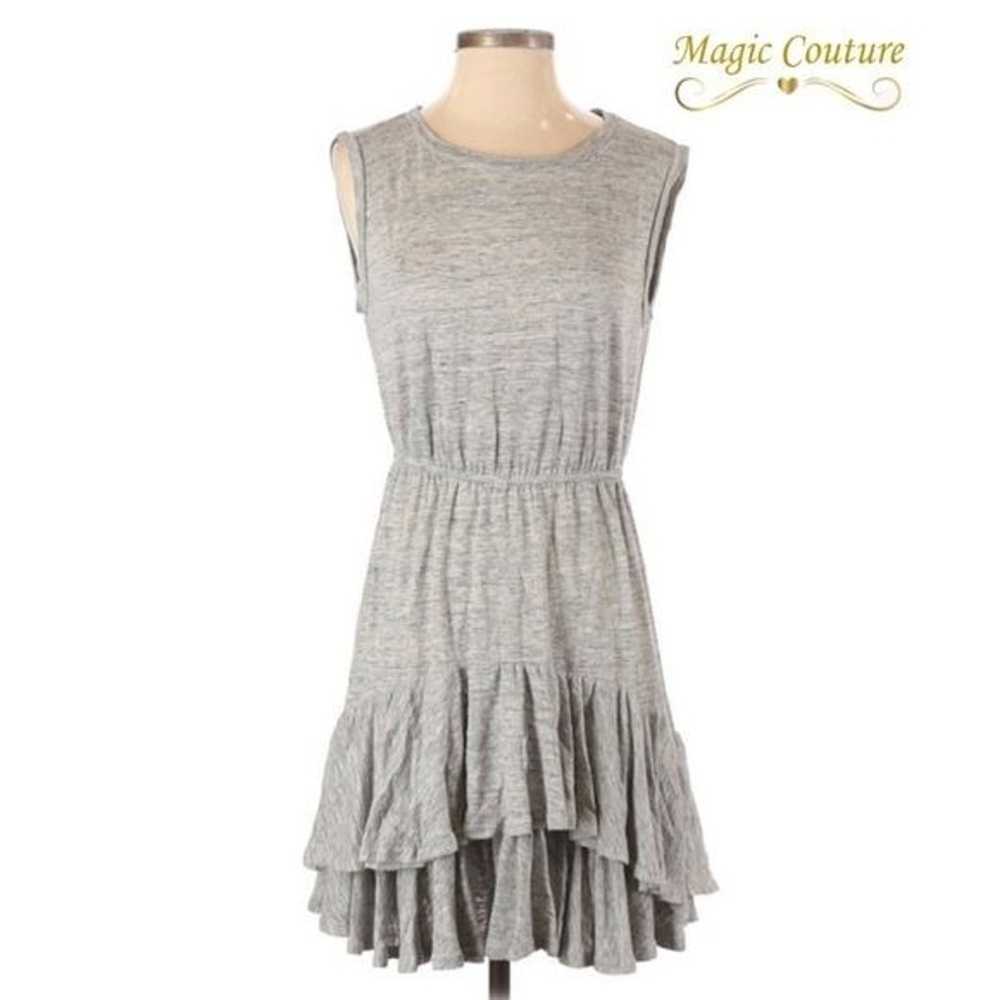 Rebecca Taylor Linen Jersey Gray Tiered Dress - image 6