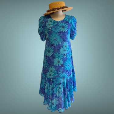 Vintage Muumuu Dress Hawaii Vintage Hawaiian Blue… - image 1