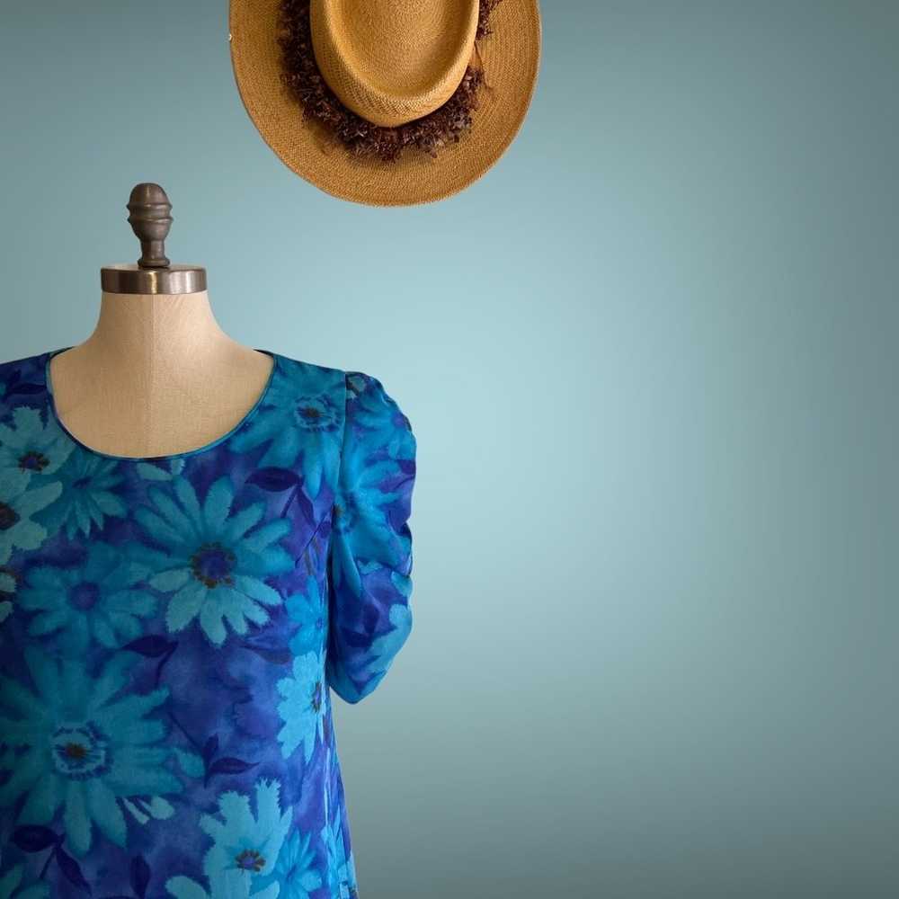Vintage Muumuu Dress Hawaii Vintage Hawaiian Blue… - image 2