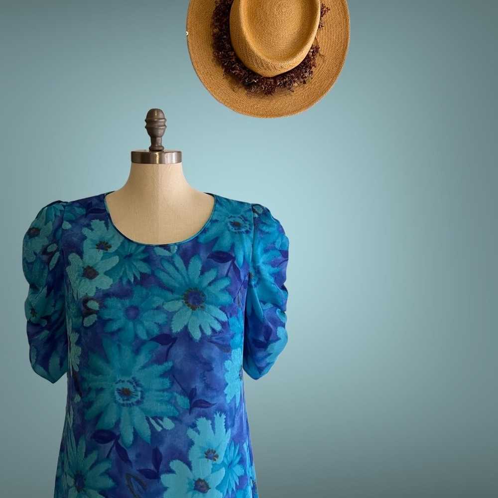 Vintage Muumuu Dress Hawaii Vintage Hawaiian Blue… - image 3
