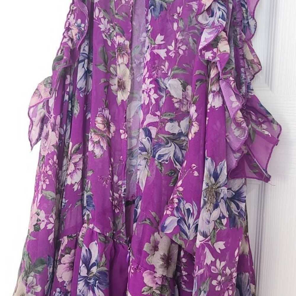 Floral Ruffle Cutout Shoulder Dress - image 11