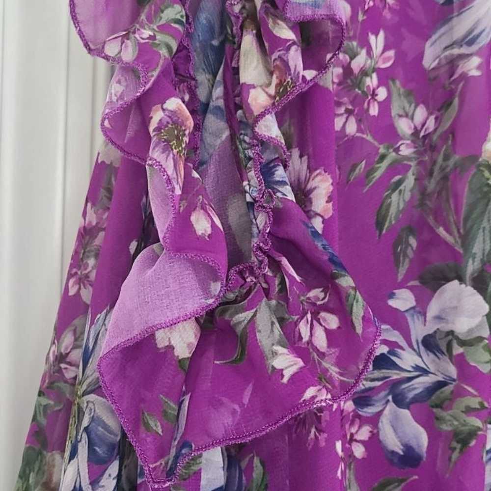 Floral Ruffle Cutout Shoulder Dress - image 5