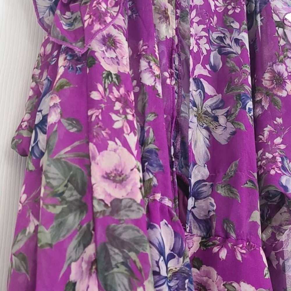 Floral Ruffle Cutout Shoulder Dress - image 8